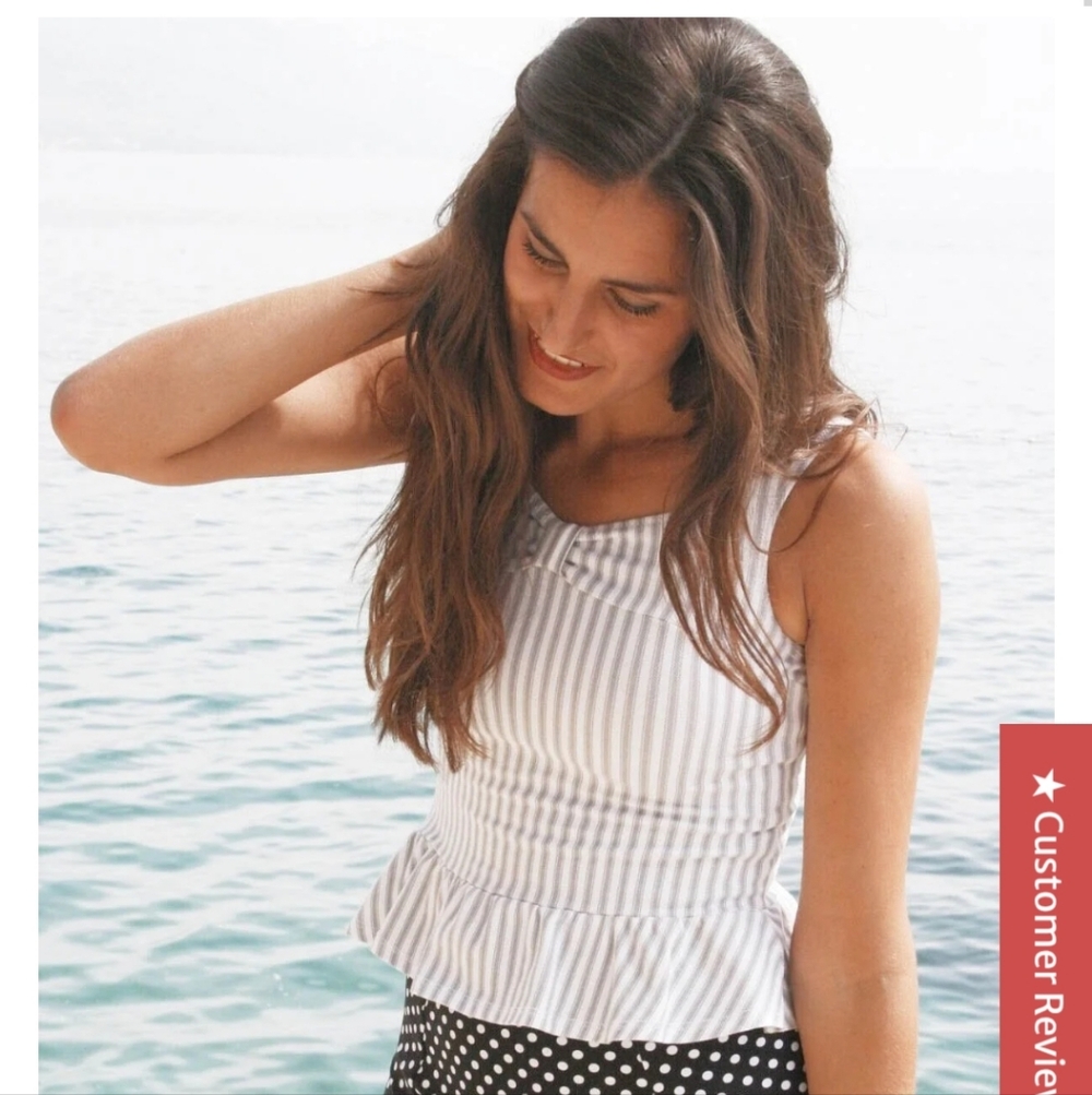 Jessica Rey M Celia Swim Top in Hello Sunshine and Azul Swim Bottom